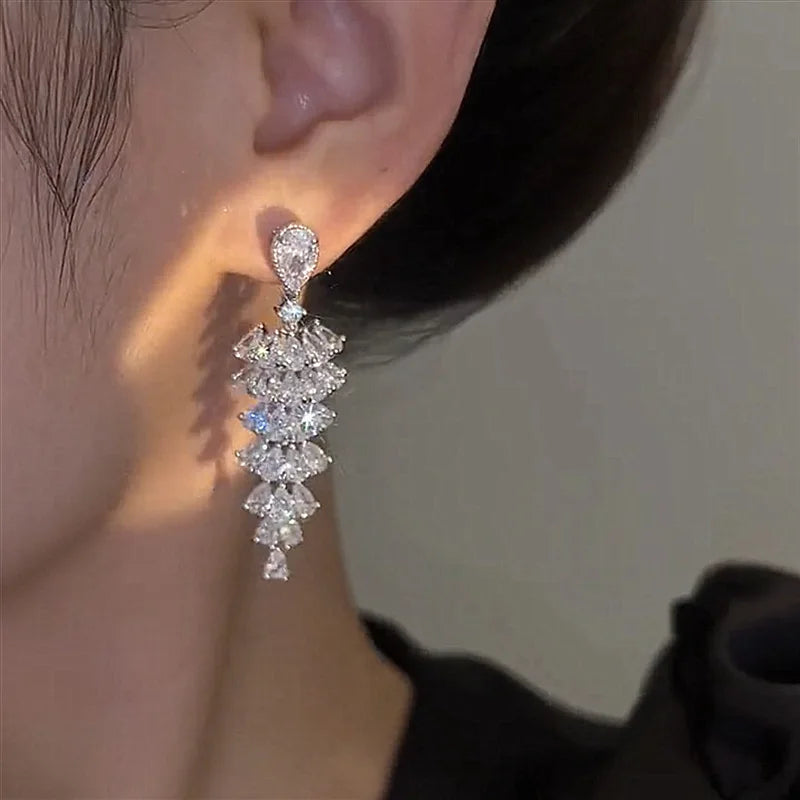 Gorgeous Geometric Drop Earrings for Women with Cubic Zirconia – Luxury Wedding & Party Jewelry