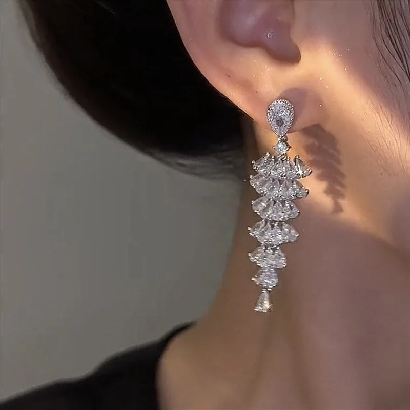 Gorgeous Geometric Drop Earrings for Women with Cubic Zirconia – Luxury Wedding & Party Jewelry