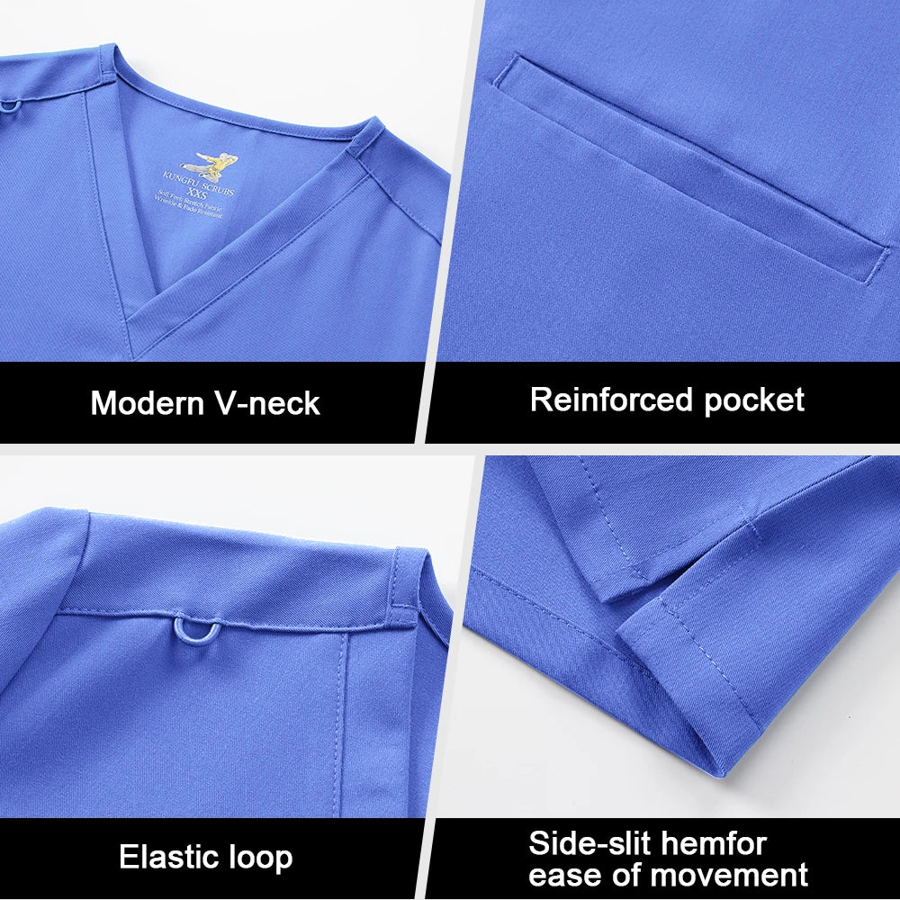 Women’s Antibacterial Scrubs Set – Soft V-Neck Top & Wrinkle-Resistant Pants