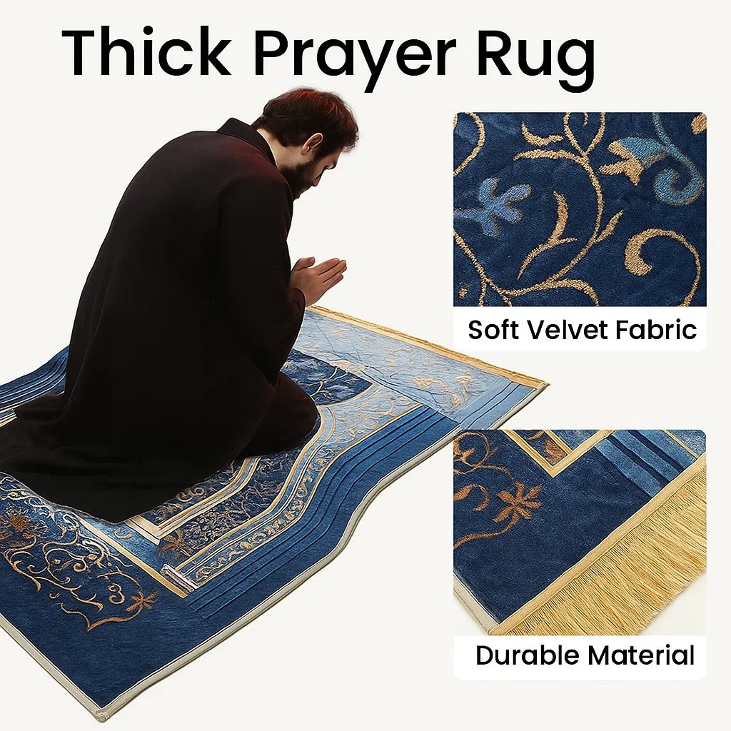 Islamic Prayer Rug 70×110cm Muslim Prayer Mat with Vintage Pattern and Tassels