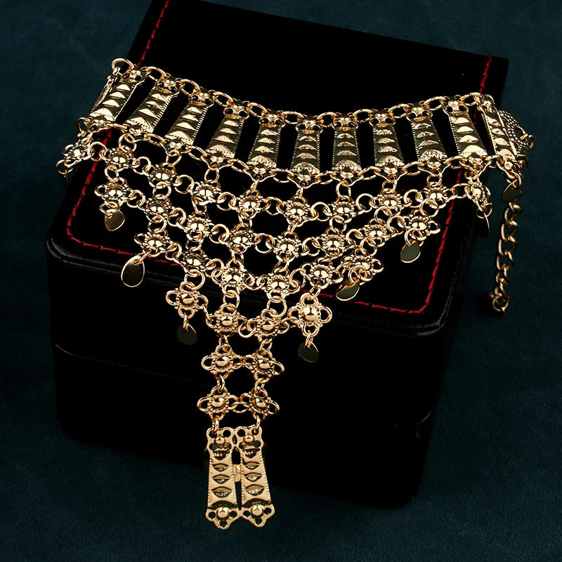 Luxury Handmade Gold-Plated Bracelet and Ring Set – Arabic-Inspired Middle Eastern Wedding Jewelry Gift for Women
