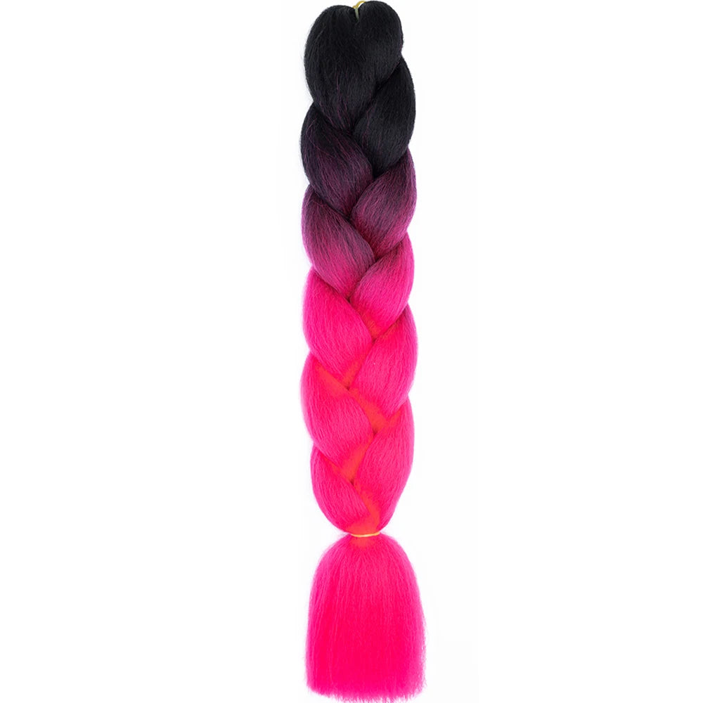 GlowStrands 24” Jumbo Braids for Kids & Adults – Ombre Kanekalon Hair Extensions, Easy Styling & Natural Feel