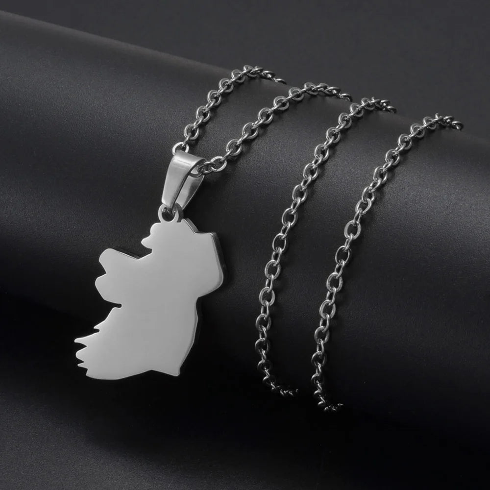 Ireland Map Pendant Necklace – Stainless Steel Éirinn Jewelry