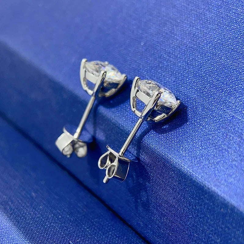 Moissanite Stud Earrings – S925 Sterling Silver Unisex Studs (1–2 CT Options)