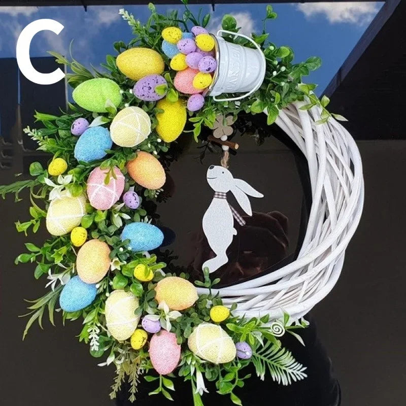 Garland Door Hanging Decoration Spring Bunny Egg Butterfly Garland Home Garden Easter Party Decoration Garland