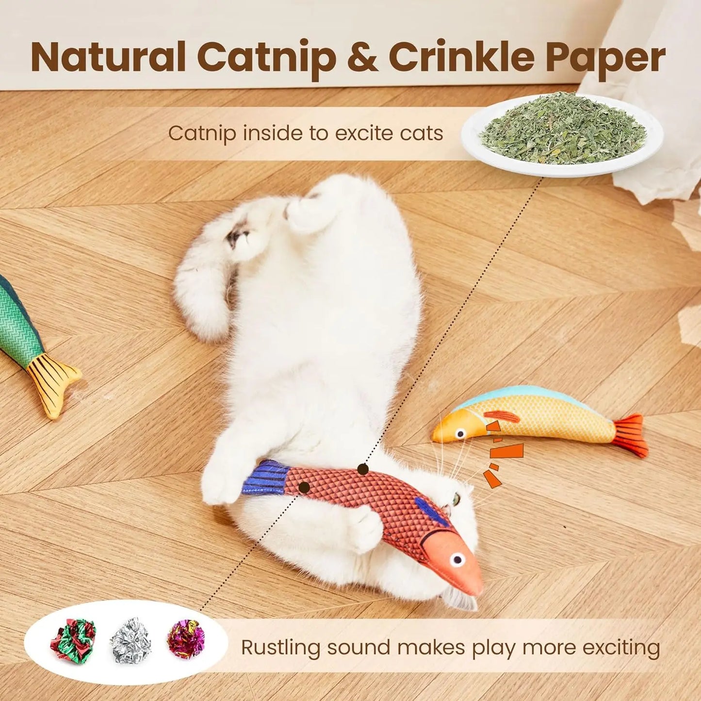 Interactive Cat Fish Toy with Catnip – Soft Durable Plush Chew Toy for Kittens and Cats