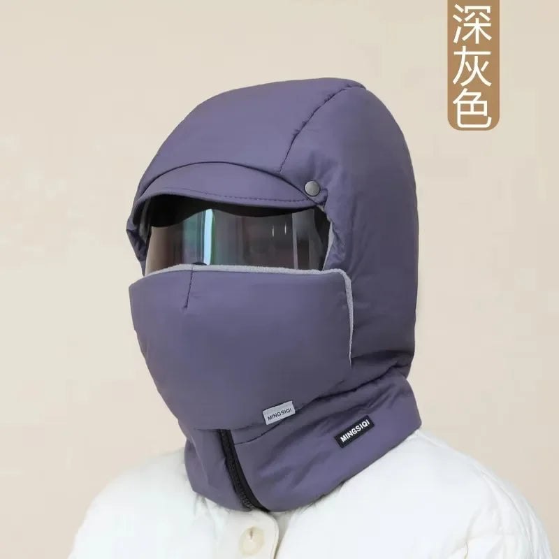 Winter Balaclava Ski Mask – Warm Windproof Full Face Cover with Glasses, Adjustable Thermal Plush Lining, Unisex for Outdoor Sports