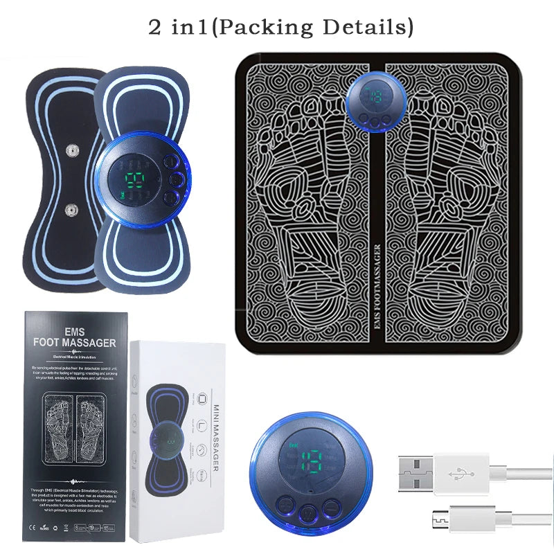 Compact Full Body Massage Set – Foot Pad, Precision Massage Pen & Adhesive Patch for Neck, Back & Targeted Relief