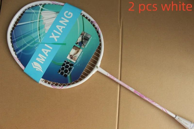 2PCS MAI XIANG Composite Carbon Badminton Rackets – Lightweight Racquets for Beginner & Training Use