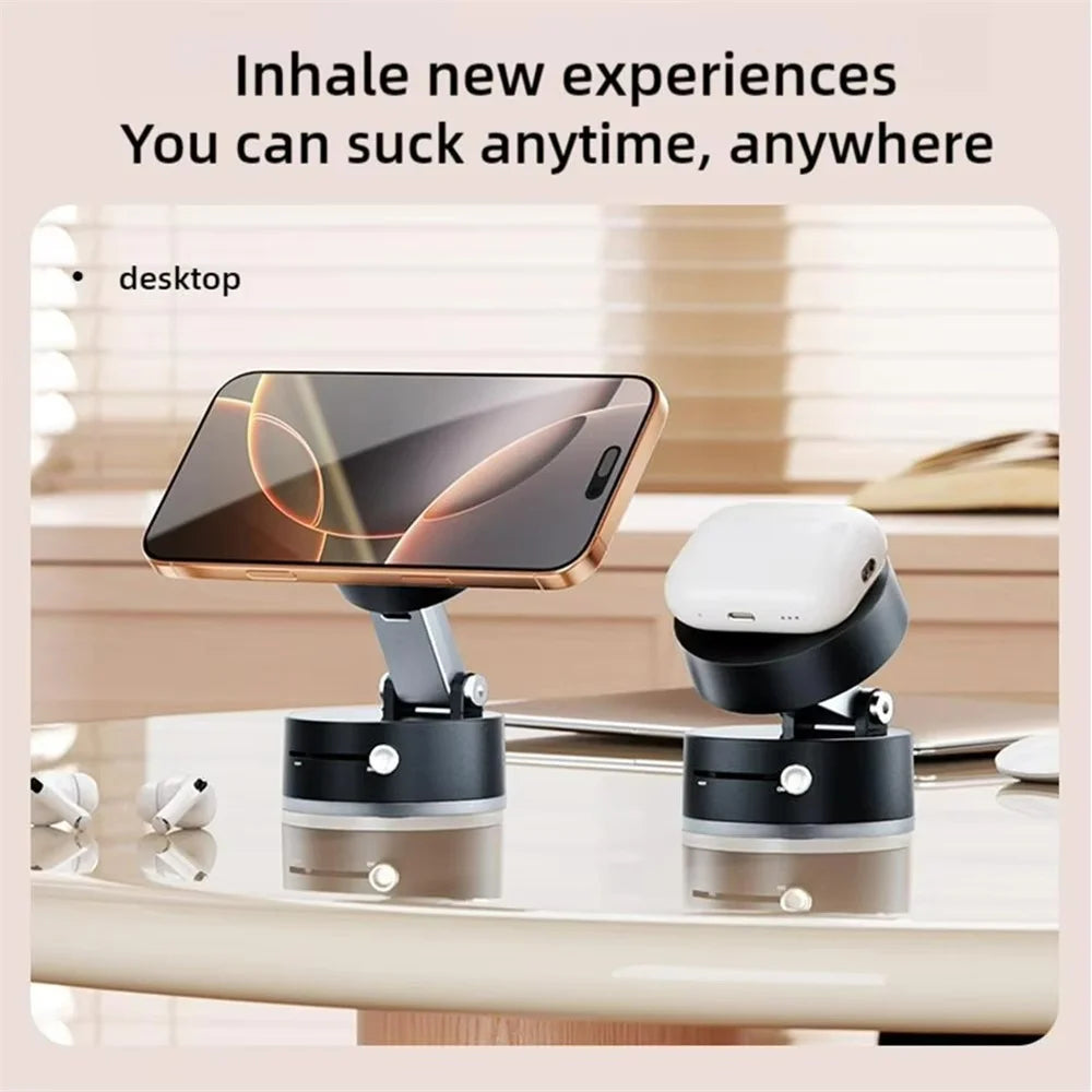 Magnetic Car Phone Holder – Foldable Dashboard Stand with 360° Rotation and Suction Cup Mount