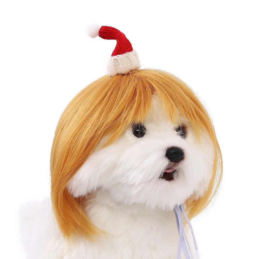 Pet Wig – Curly & Straight Hair Costume Accessory for Dogs & Cats, DIY Trimmed
