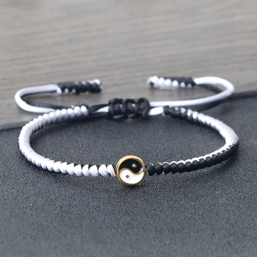 Yin Yang Tai Chi Pendant Bracelets For Men Women Handmade Adjustable Rope Couple Bracelets Fashion Friendship Jewelry Gifts