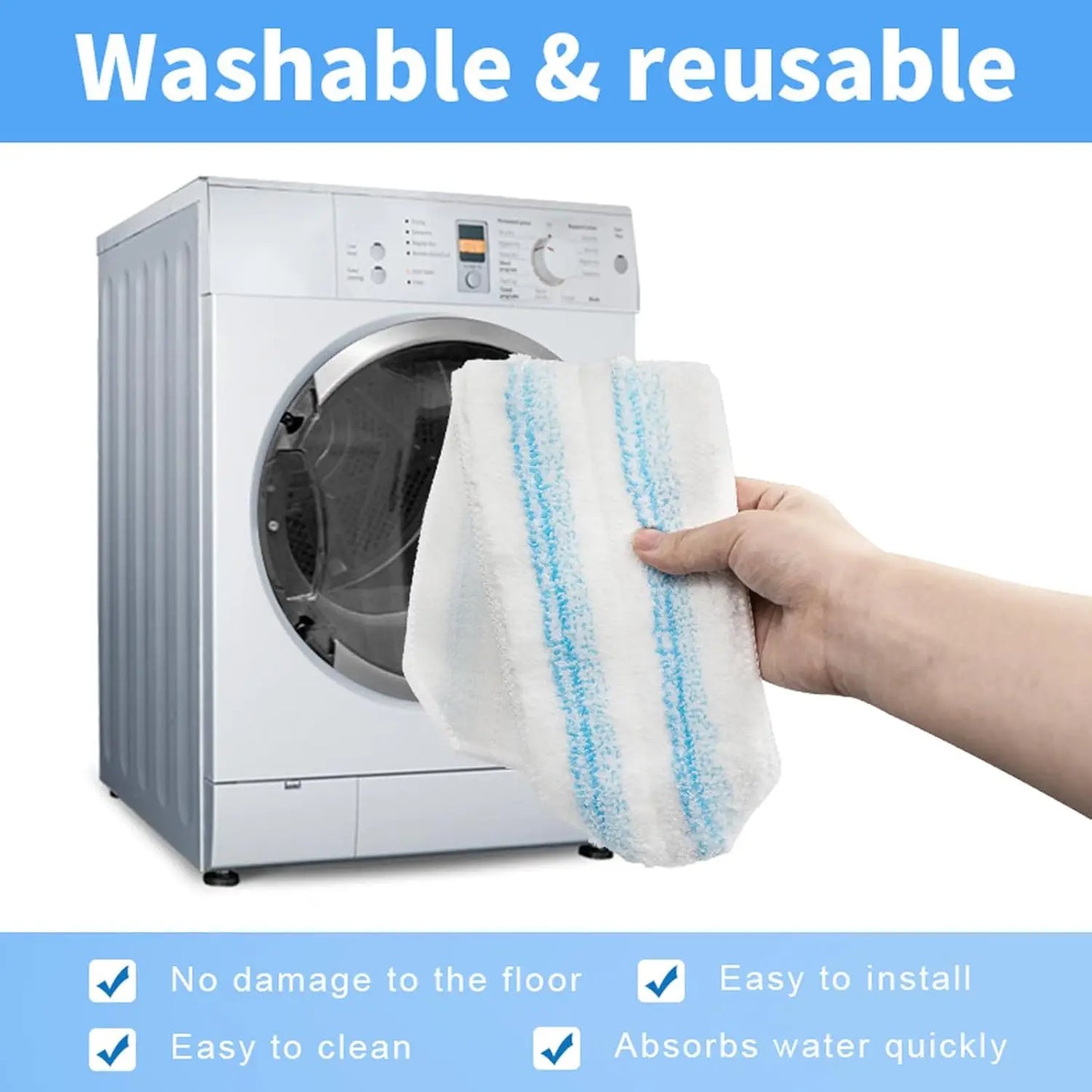 Flat Microfiber Mop Head Refill – Compatible with O-Cedar H2PrO & Vileda H2PrO, Machine-Washable Mop Cloth, Removes 99% of Bacteria
