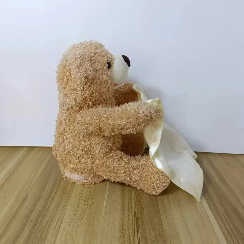 Shy Teddy Bear Electric Plush Toy – Peekaboo Talking & Moving Stuffed Animal for Kids, Baby Entertainment Gift