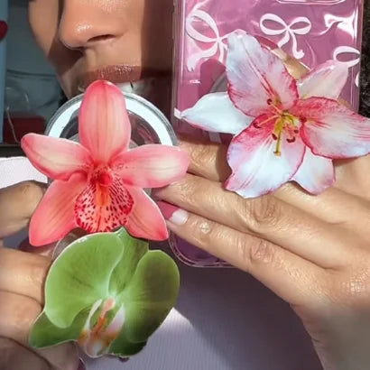 Acrylic Orchid Folding Ring Phone Holder — Grip Stand & Desktop Support