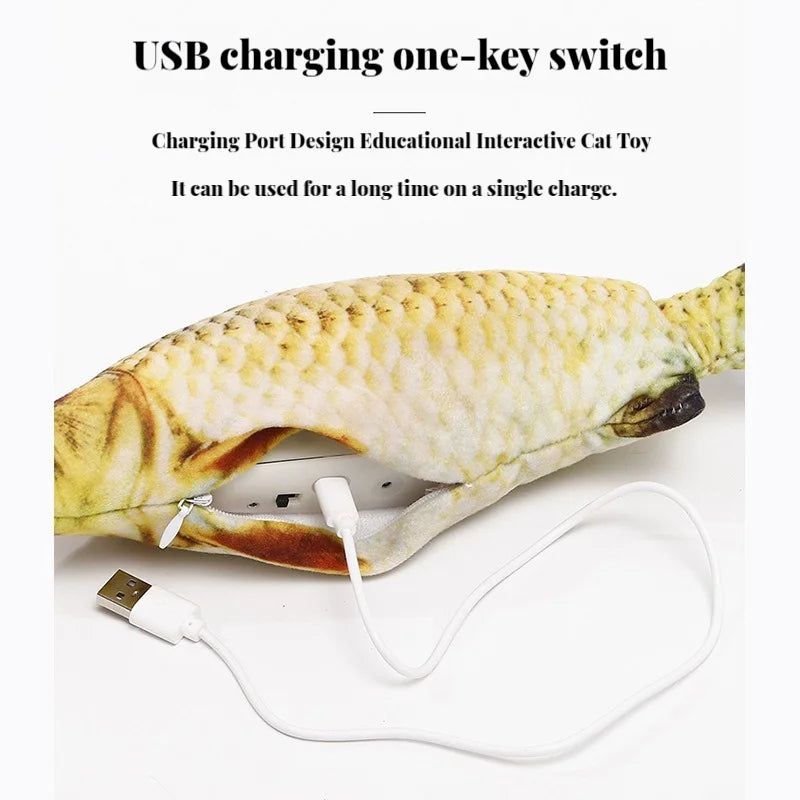 Interactive Electric Fish Cat Toy with USB Rechargeable Motion for Chewing, Playing & Entertainment