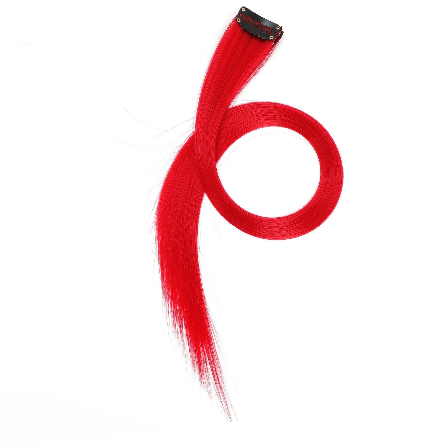 22-Inch Straight Clip-In Synthetic Hair Extensions – Colorful Highlight Hairpiece