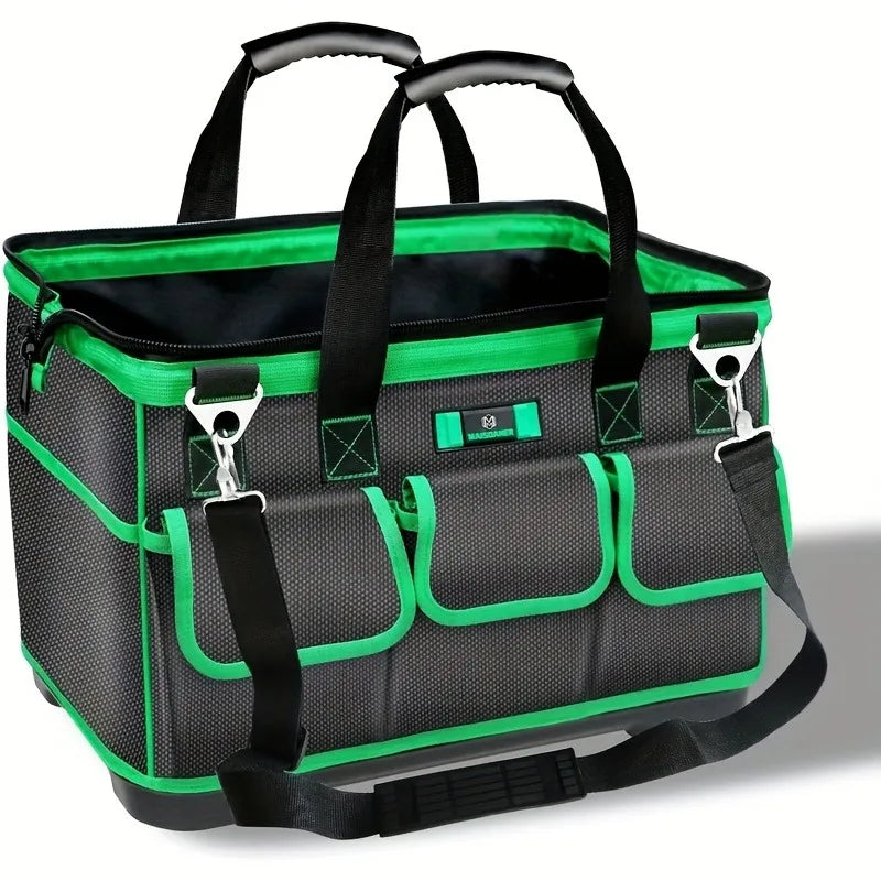 Heavy-Duty Tool Bag with Wide Mouth Opening, Compact Tool Organizer with Soft Handle, Zippered Electrician Storage Bag