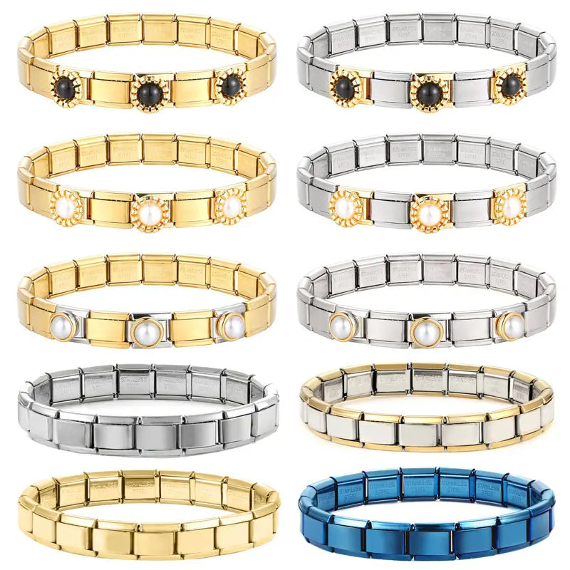 Creative Christmas Bracelet – High-Quality Stainless Steel 9mm Wide Elastic Charm Bracelet for Women, Perfect Birthday or Holiday Gift