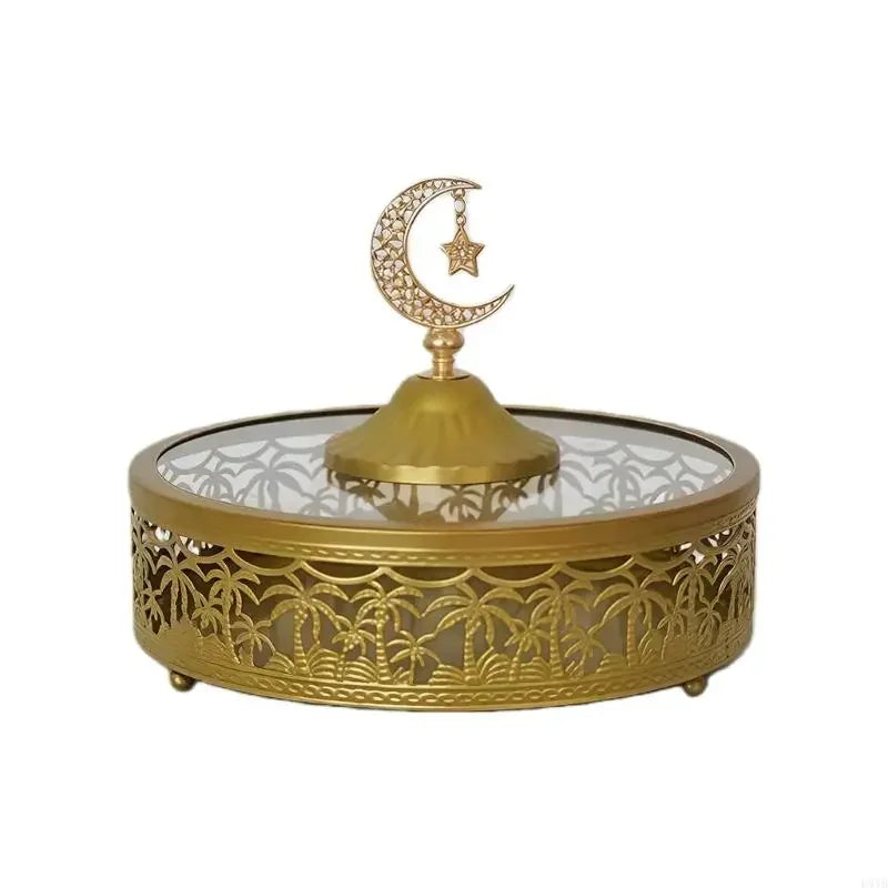 Decorative Iron Serving Tray for Snacks & Candies – Large Capacity Storage Plate for Islamic, Ramadan & Eid Celebrations