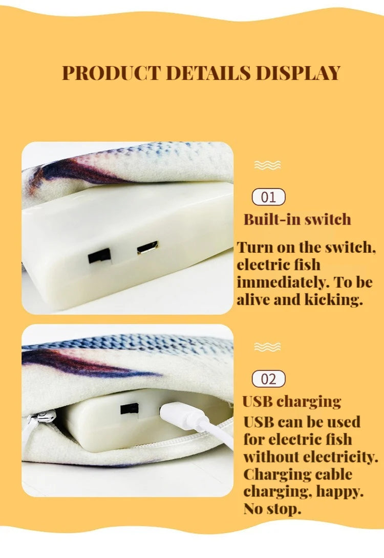 Interactive Electric Fish Cat Toy with USB Rechargeable Motion for Chewing, Playing & Entertainment