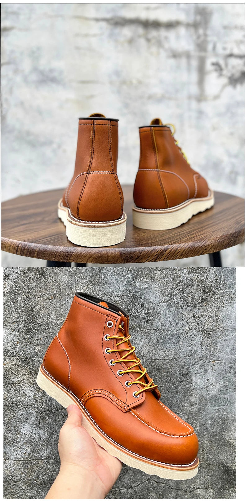 Men’s Leather Work Boots – Durable Full-Grain Leather with Goodyear-Welt Construction