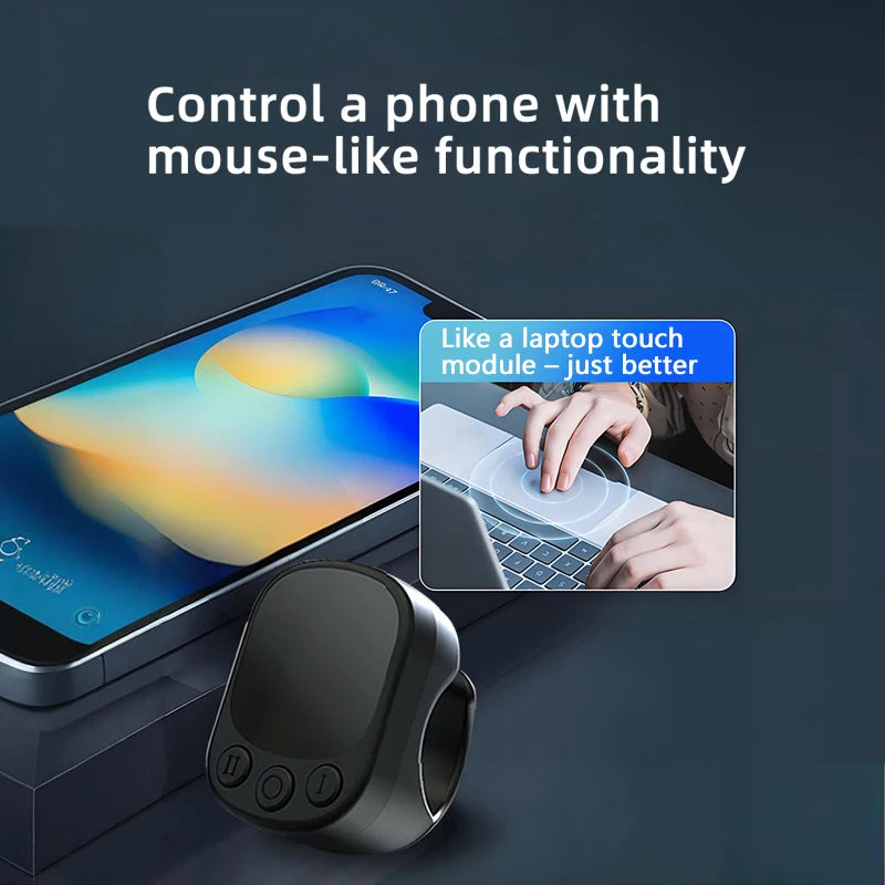 TikTok Mouse Ring Remote Control with Touchpad – Smart Screen Clicker Device, Continuous Auto Clicker, Scrolling Ring Remote Controller