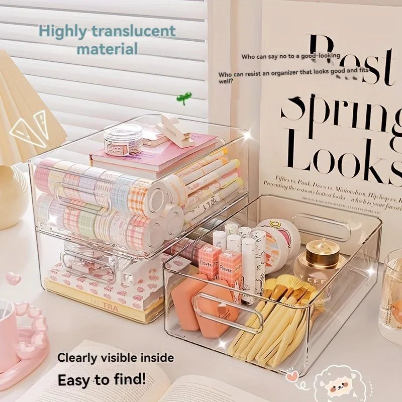 Stackable Clear Plastic Storage Bin – Multi-Purpose See-Through Organizer for Home and Office
