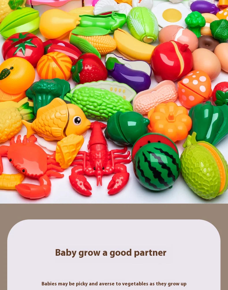 DIY Fruit & Vegetable Cutting Toy Set for Kids – Pretend Play Kitchen Food, Interactive Parent-Child Game, Birthday Gift