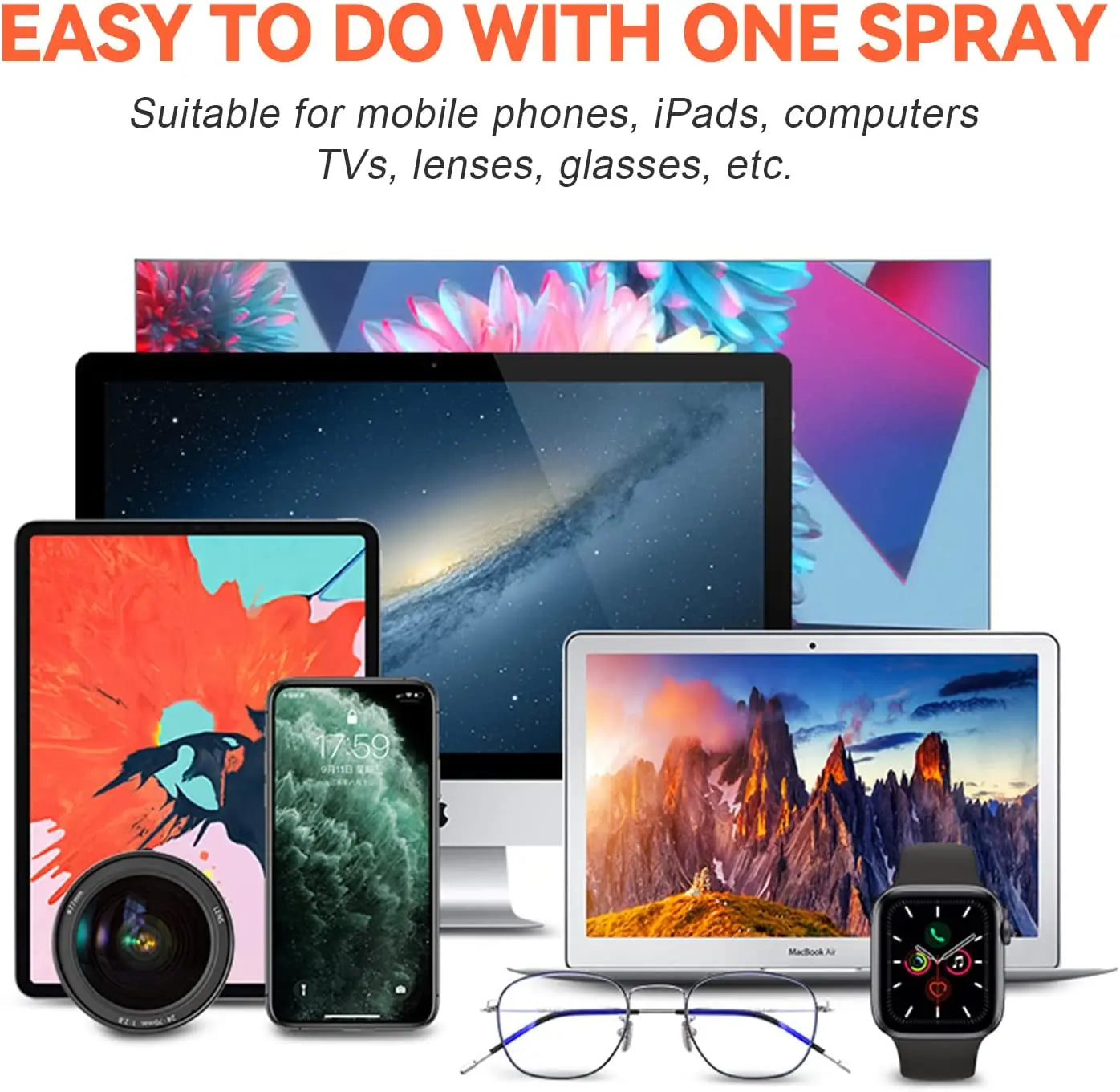 2-in-1 Portable Phone & Tablet Screen Cleaner Spray with Microfiber Cloth – Touchscreen & Glass Cleaning Set