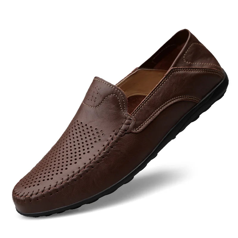 Men’s Genuine Leather Loafers – Italian-Style Breathable Slip-On Dress Shoes | Casual & Formal Fit, Plus Sizes