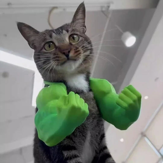 Funny Cat “Muscle Arm” 3D Printed Costume – Hilarious Hulk-Style Pet Cosplay Toy for Cats