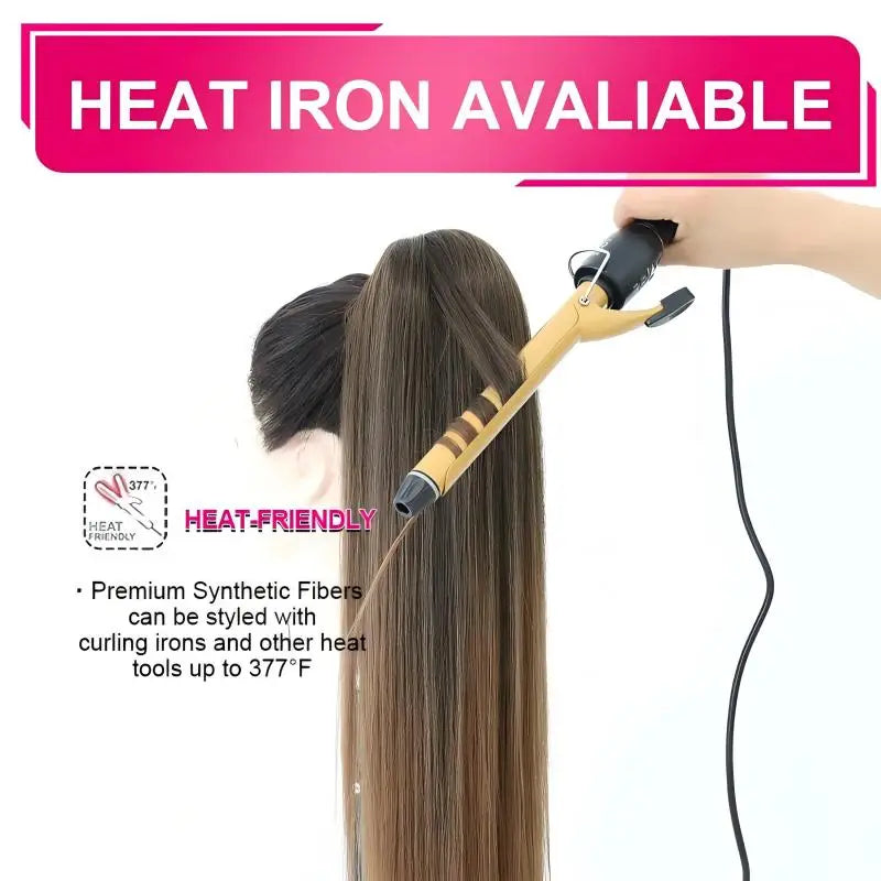 36-Inch Synthetic Drawstring Ponytail Hair Extension – Ombre Blonde, Women’s Hairpiece