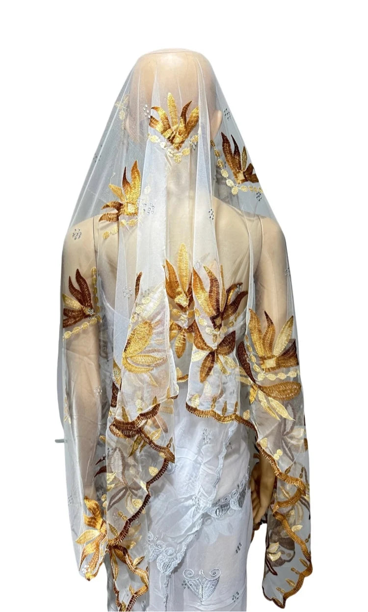 Women's Embroidered Voile Hijab Scarf