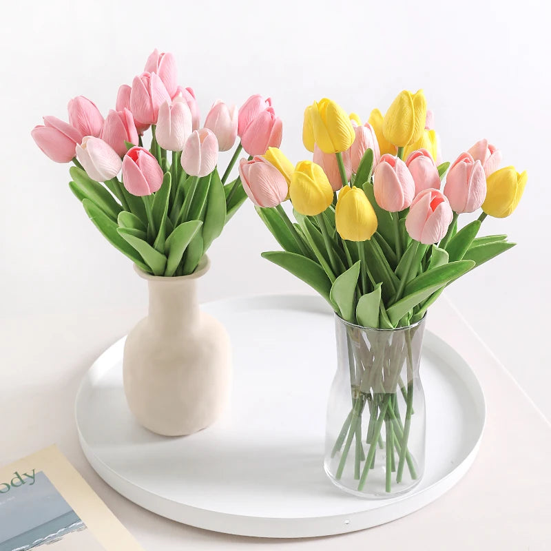 10Pcs Of Artificial Plant Tulip Soft Pole Room Dining Table Decoration Wedding Party Garden DIY Christmas Anniversary Decor