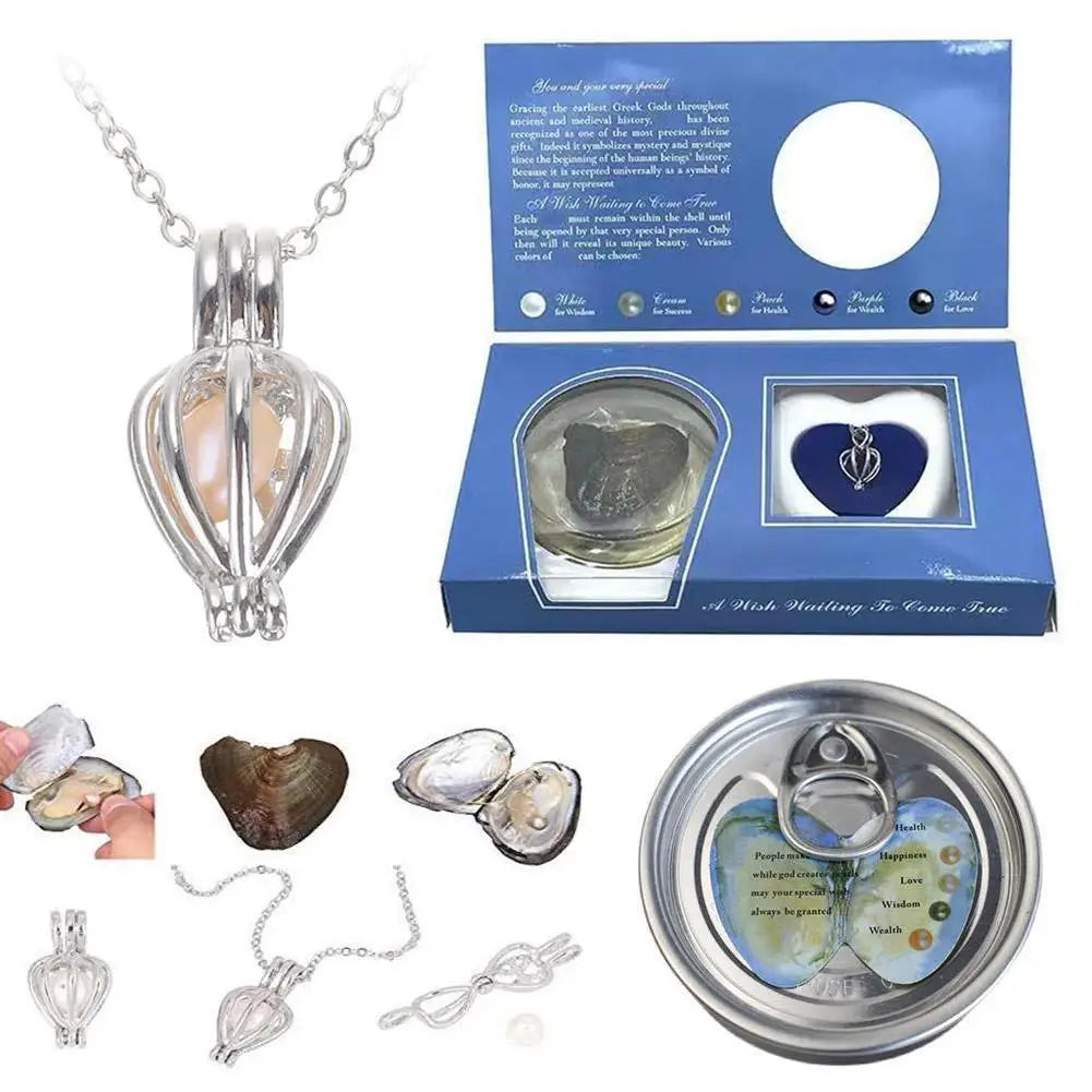 Wish Pearl Oyster DIY Necklace Kit with Cultured Pearl Jewelry Gift Set