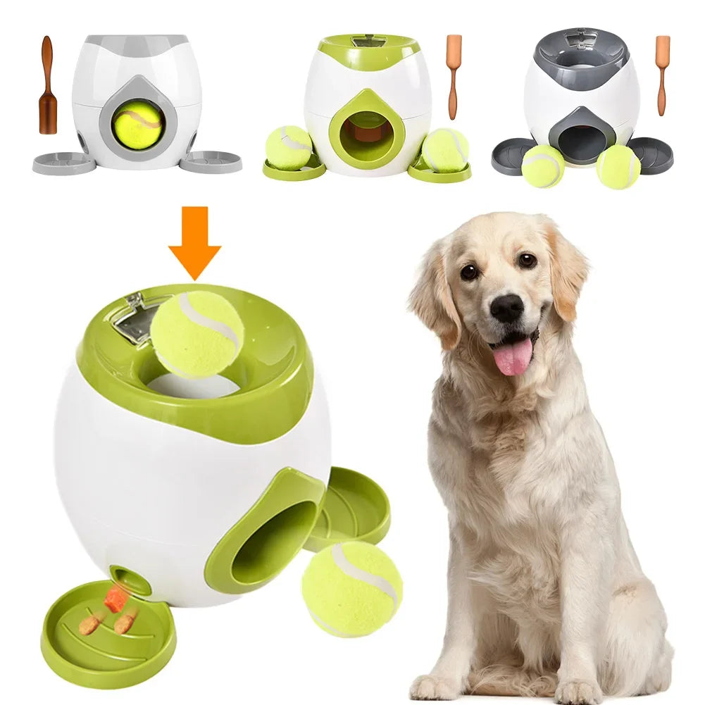 Dog Interactive Treat Dispenser Puzzle Toy with Tennis Ball Reward System