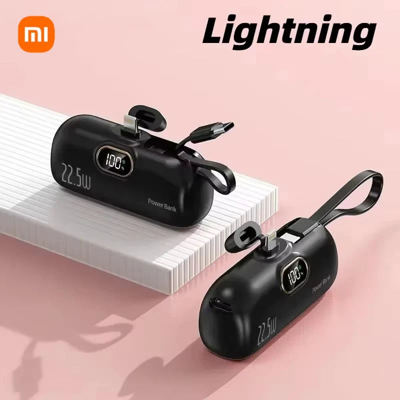 30000mAh Capsule Power Bank Fast Charge Portable Mobile Power Supply Emergency External Battery for Type-C, iPhone, Android