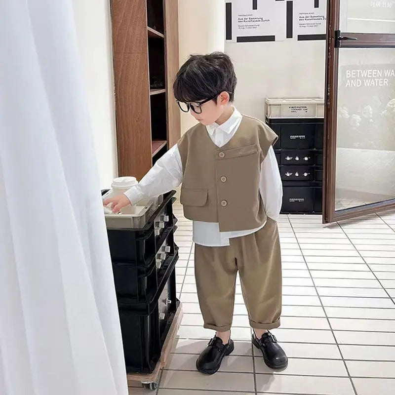Boys 3-Piece Streetwear Clothing Set — Vest, Top & Pants