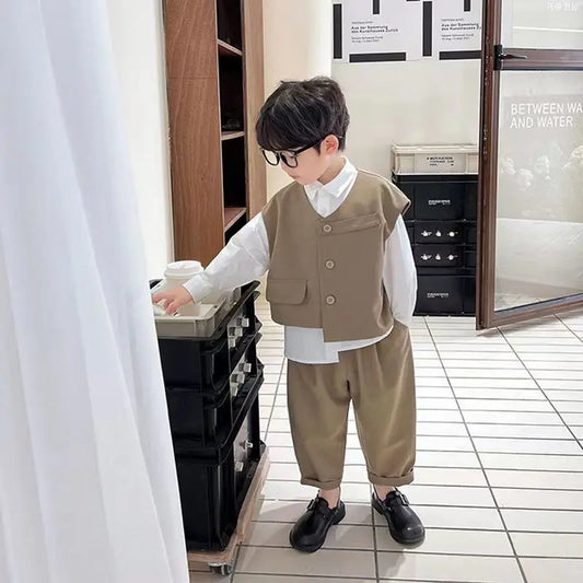 Boys 3-Piece Streetwear Clothing Set — Vest, Top & Pants