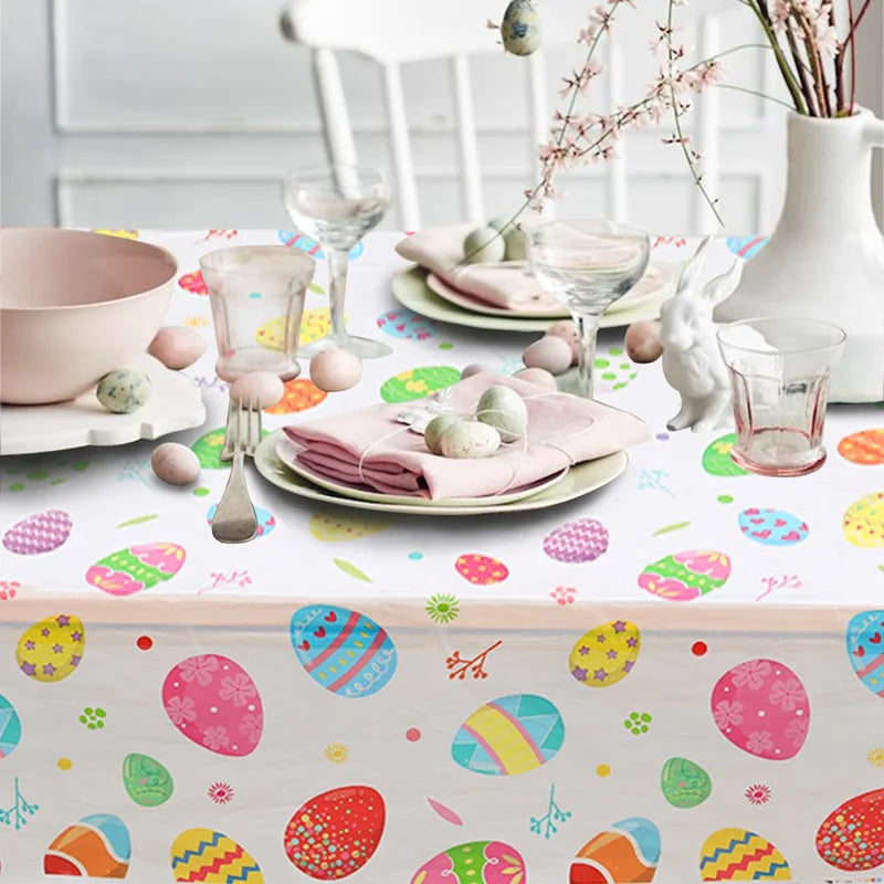 Easter Bunny Tablecloth Happy Easter Decoration For Home 2025 Easter Rabbit Eggs Easter Spring Themed Party Supplies Decoration