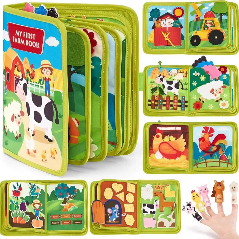 Montessori Busy Book for Toddlers – Farm Animal Activities, Fine Motor Skills, Early Learning Toy