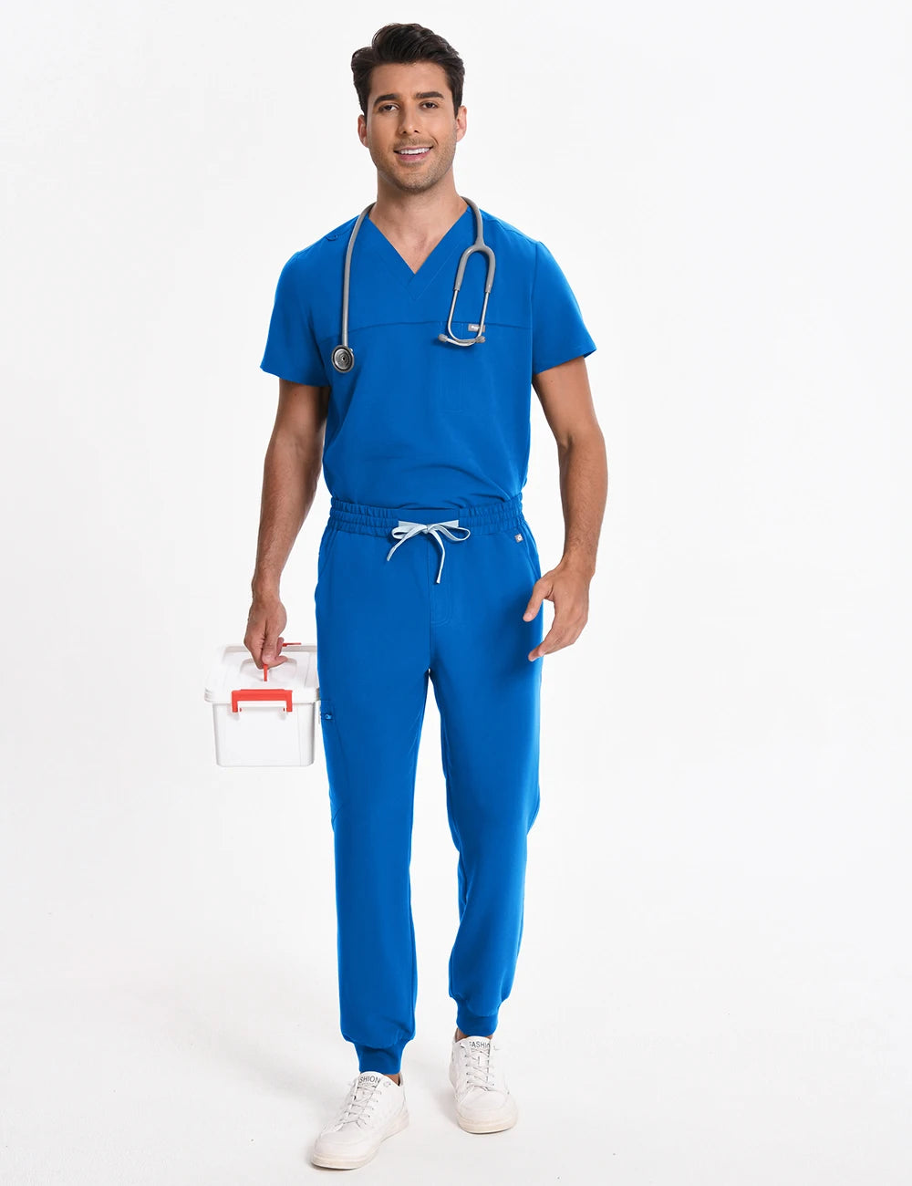 Men's Antibacterial Surgical Scrubs Set — Soft Breathable 2-Piece Medical Uniform