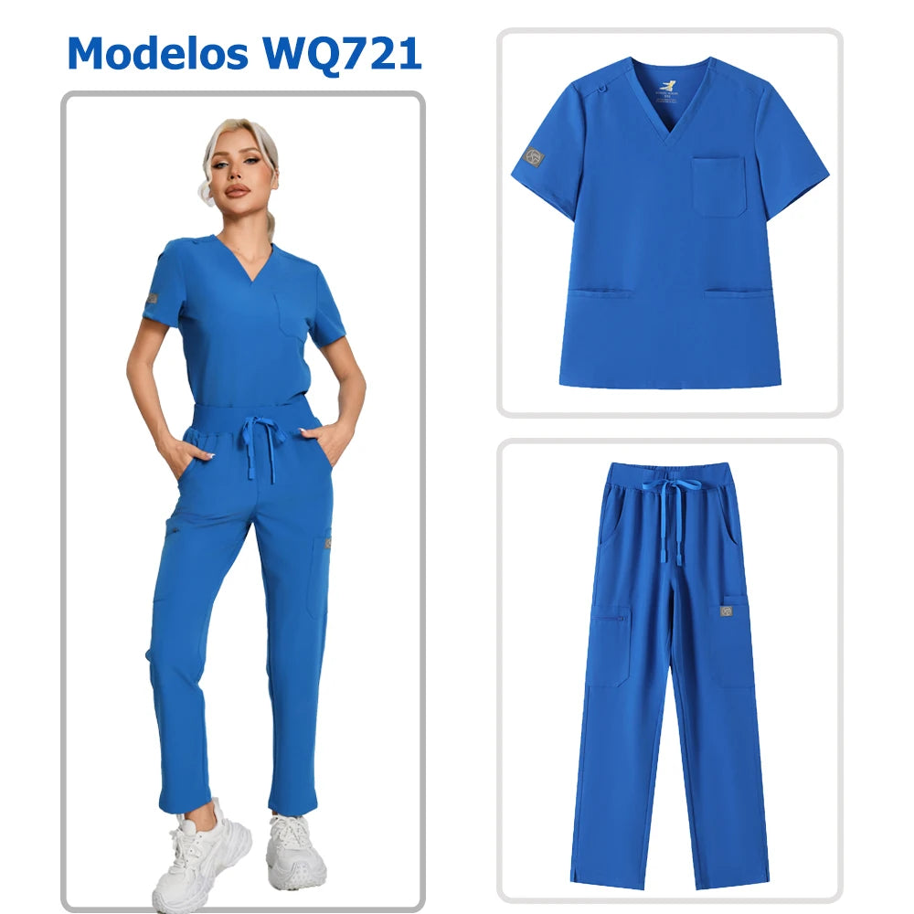 Medical Scrubs Set – V-Neck Top & Pants for Men and Women