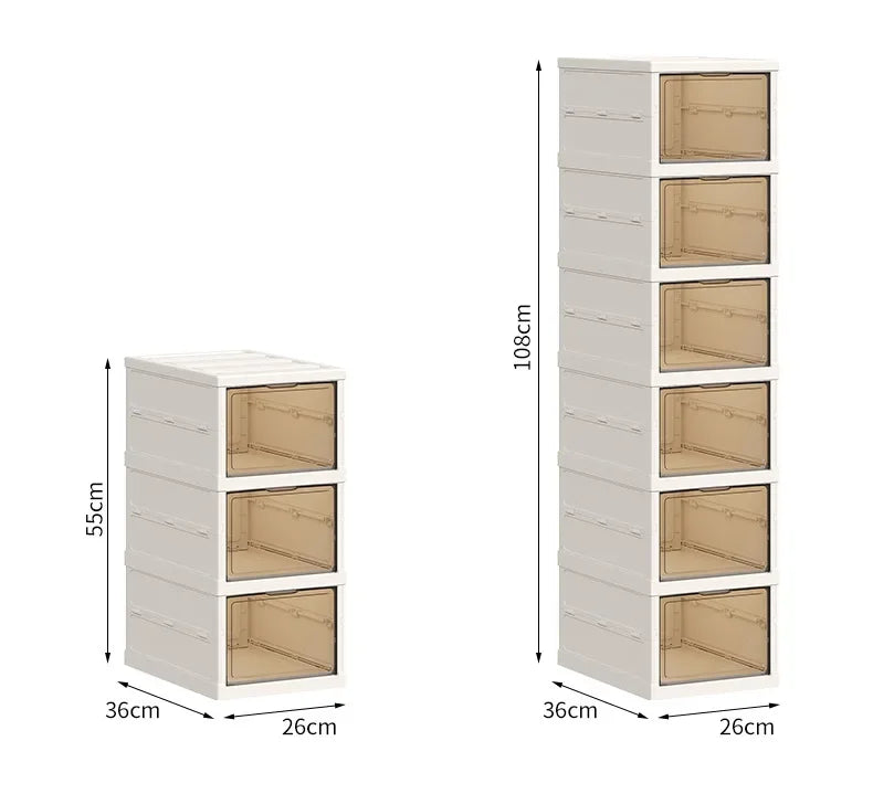 Foldable Shoe Storage Cabinet with Transparent Doors