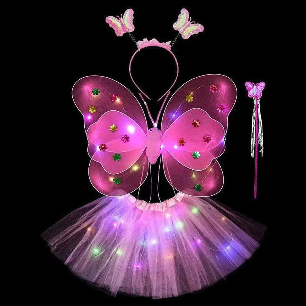 LED Glowing Butterfly Wings Costume Set for Girls