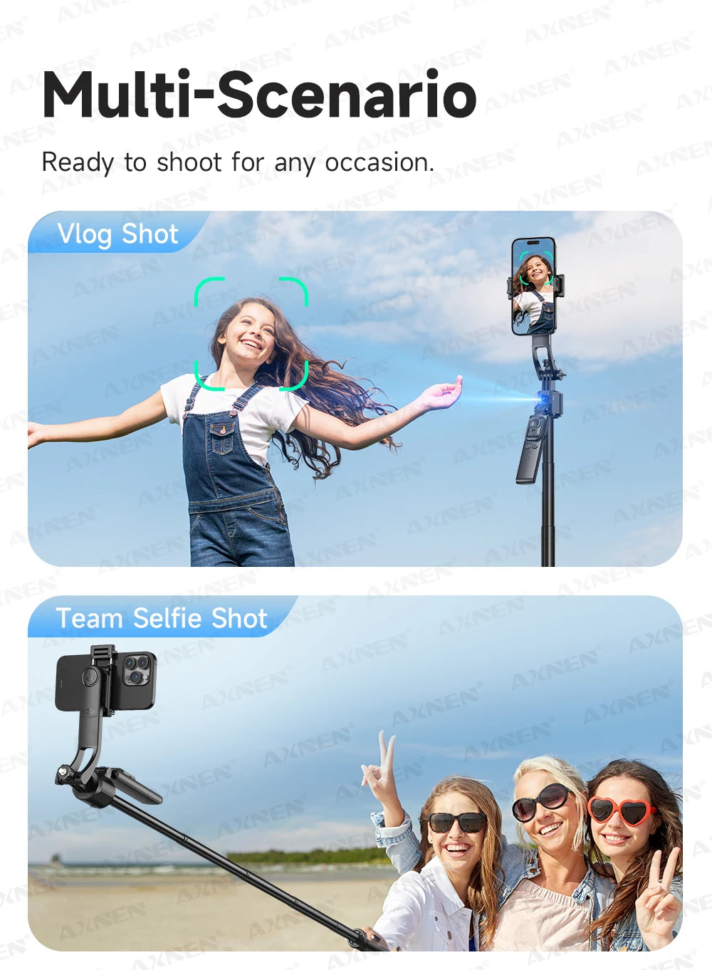 AI Face-Tracking Selfie Stick Tripod with Bluetooth Remote