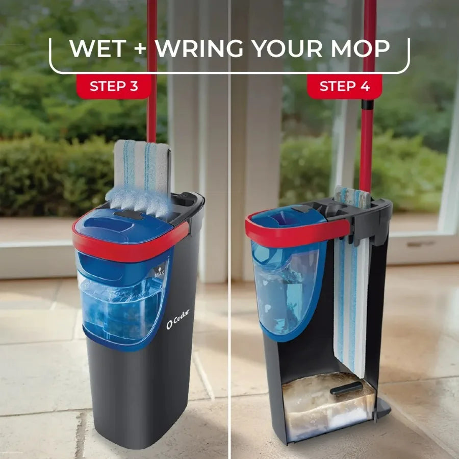 O-Cedar H2pro Flat Mop System – Dual-Tank Design Separates Clean & Dirty Water, Compact Cleaning Mop