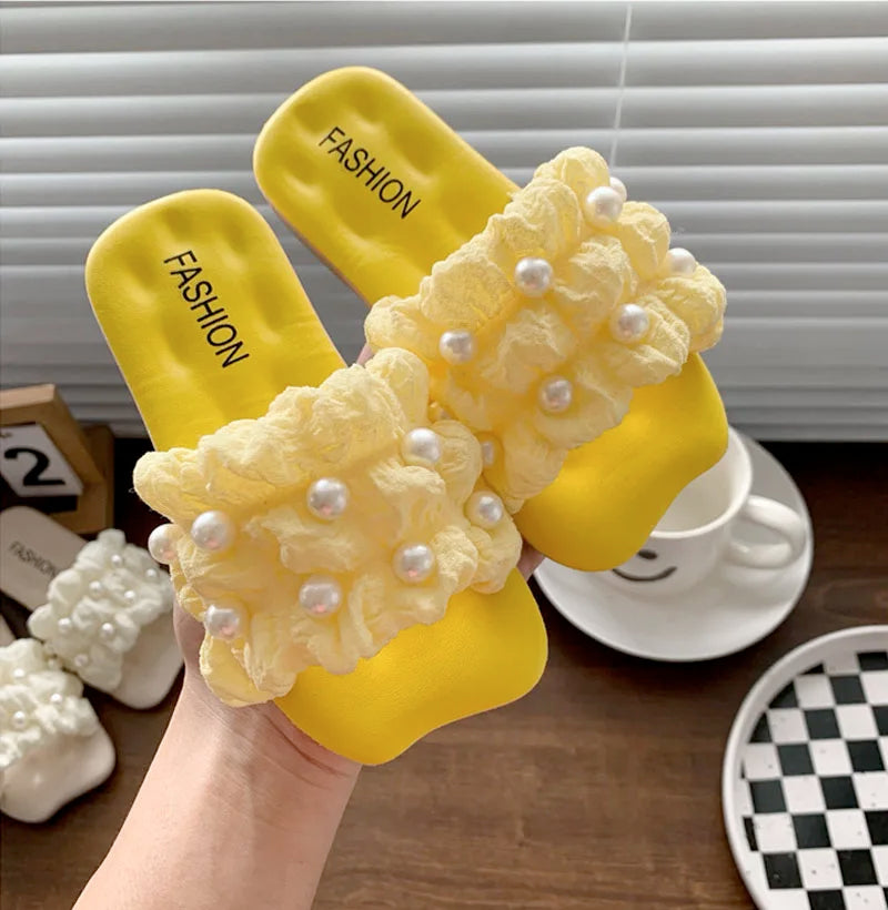 Children’s Summer Slippers – Girls' Sandals with Pearl Design | Soft-Soled Princess Slides