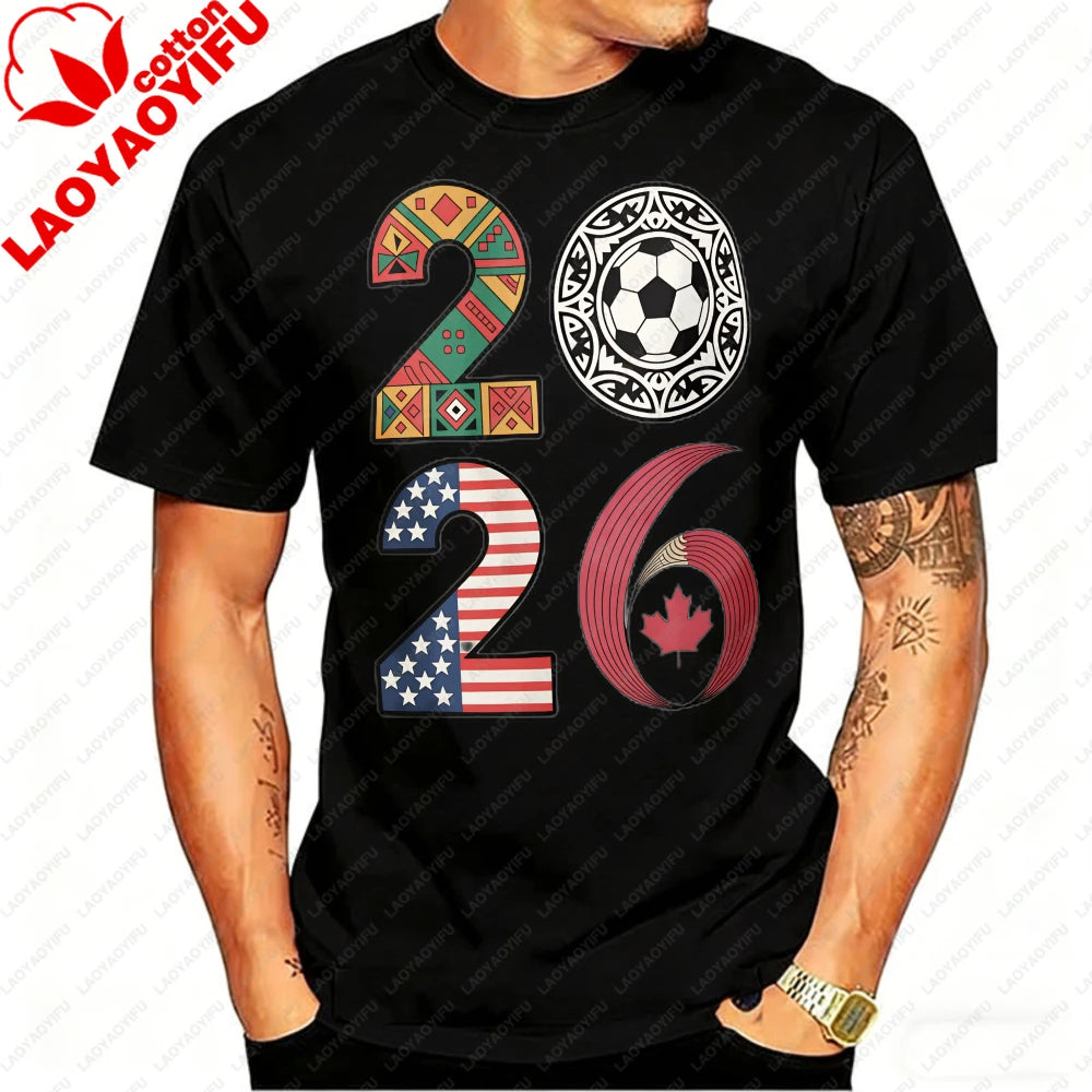 USA, Canada & Mexico Soccer Flag T-Shirt – Cotton Graphic Tee (2026 Edition)